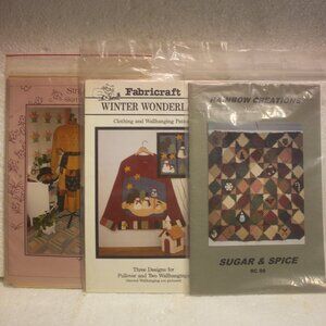 Three Vintage Clothing, Wall Hanging, and Quilting Patterns